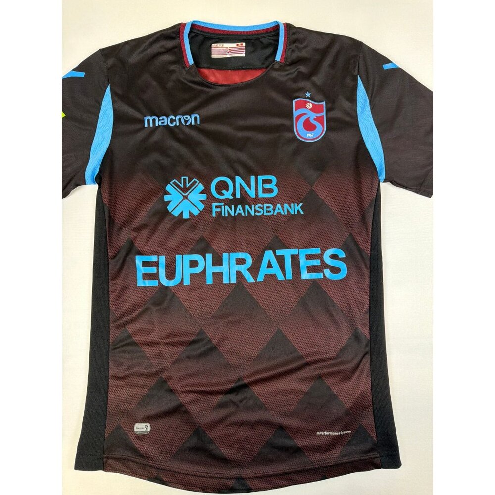 Macron Trabzonspor Soccer Jersey XL Black Maroon Checkered QNB Euphrates Kit